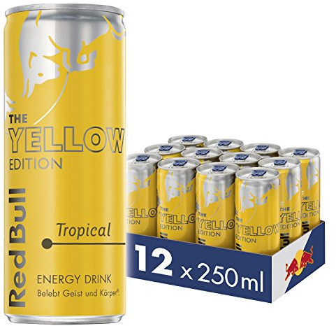 Red Bull Energy Drink Tropical 12 x 250 ml Dosen Getränke Yellow Edition 12er Palette