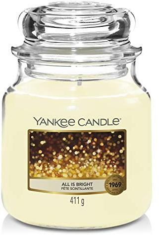 Yankee Candle Duftkerze im Glas (Mittelgroß) | All is Bright | Brenndauer bis zu 75 Stunden