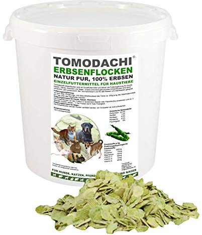 Tomodachi Erbsenflocken Hund, Barf Gemüse, Naturprodukt, Ergänzungsfutter Hund, Verdauung, Stoffwechsel, Immunsystem, proteinreich, mineralienreich, kalorienarm, Diätfutter, Erbsenflocken 3kg Eimer