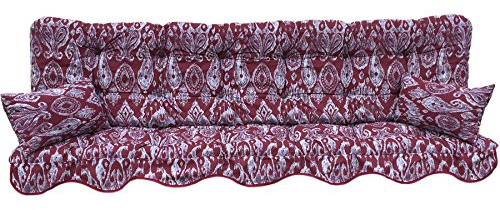 Adlatus-Kühnemuth Polsterauflage Hollywoodschaukelauflage Modell 934 Bordeaux grau Gemustert (180 x 50 cm Hollywoodschaukelauflage)