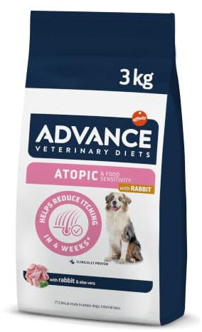 Advance Veterinary Diets Atopic Medium & Maxi, Pienso para Perros con Dermatitis atópica con Conejo, 3kg