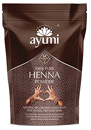 Ayumi Pure Henna 100% (Mendhi), 200g | Natural Dark Red Hair Dye | Chemical-Free Colour | Dandruff Prevention | Hair Growth & Moisture Conditioning Powder