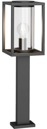 Lucande Utomhuslampa 'Ferda' (modern) i Svart av aluminium/grå zink (1 lamor, E27) - Väglampa, pollare, vägbelysning, sockellampa