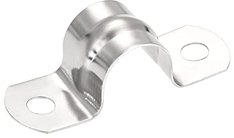 sourcing map 15Stk. starres Rohrband 2 Löcher Rohrbänder 201 Edelstahl Spannrohrklemme Clip 15mm(0,6)