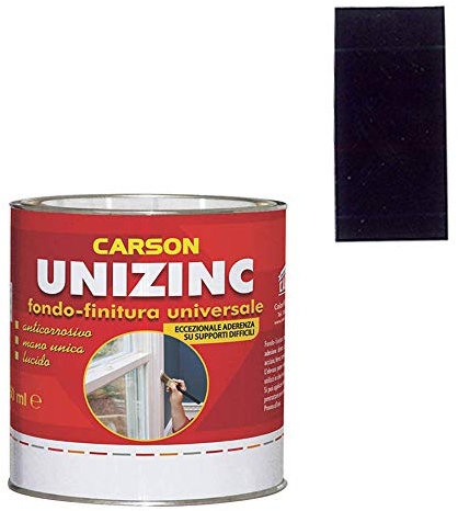 Colorificio Carson Fondo Finitura Vernice Anticorrosiva Mano Unica Per Zinco Ferro Acciaio Alluminio Pvc Rame Metallo 750 Ml (NERO LUCIDO RAL 9011)