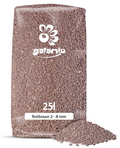 GALAMIO Lavamulch Rot Braun Lava Eifel Vulkan Gestein Beet Abdeckung Garten Mulch Pflanz Granulat Substrat Dekor Fein 2-8mm 25kg Sack