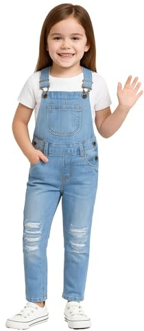 A2Z 4 Kids Girls Denim Dungaree Shorts Adjustable Strap Playsuit Age 3-13 | Stretch Jean Romper For Summer Days Holidays And Casual Comfort