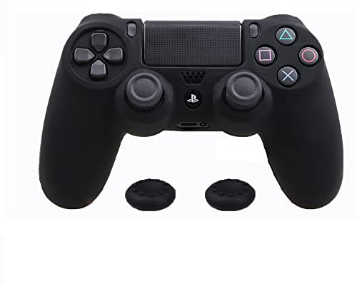 Soft Silicone Protective Case Cover for PS4 Case Controller Grip Covers for Dualshock 4 for Playstation 4 Gamepad Caps Game Controller Cases(Black)