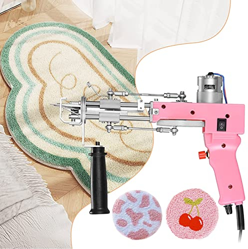Aomdom Tufting Gun 2 in 1 5-40 Steps/S Elektrische Tufting Gun 7-21mm Einstellbare Tufting Gun Teppichstrickmaschine zum Basteln Teppiche Kleidung Rosa