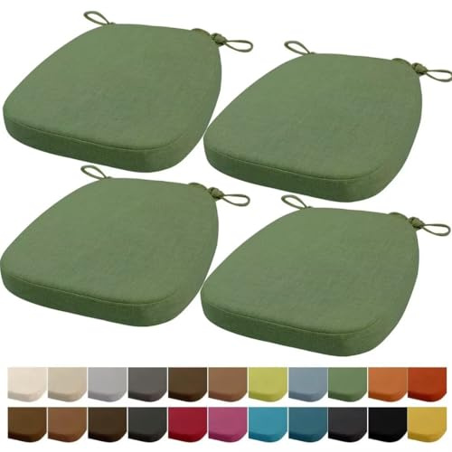 Orumrud 43x40x33CM(3CM Dicke) Stuhlkissen, Gartenstuhl Sitzkissen, Esszimmerstuhl Sitzkissen, waschbar, mit Reißverschluss, Riemen, rutschfestes Sitzkissen für Gartenstuhl (Achatgrün 4 Stück)