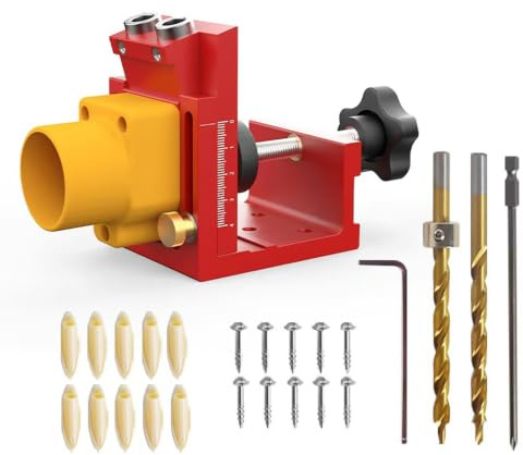 Pocket Hole Jig Set,CEIEVER 4 in 1 Taschenloch Bohrschablone Multifunktion Bohrer-Locator mit Positionierungsclip Schrägloch Bohrschablone Taschenloch Bohrhilfe für die Holzbearbeitung