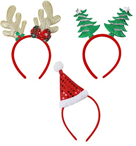 Molain 3 stycken julpannband renhorn julmössa träd jultomte snögubbe kostym hårband semester festfördel årstider temahuvudbonad hårstyling tillbehör