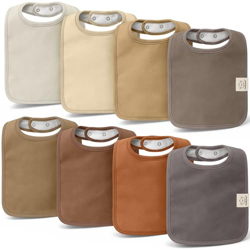 Lot De 8 Bavoirs Bio Pour Bébé Garçon Et Fille - En Coton Pour Tout-petits Et Nourrissons (Terracotta)