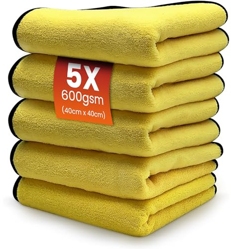 SNOMOZ® 5X Ultra-Absorber Microfasertuch Trockentuch für Auto und Motorrad ∣ 40 x 40 cm Vorteilspack ∣ 600gsm Saugleistung und Ultra weich