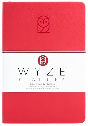 Wyze Planner - Zielplaner für 6 Monate | Produktivität steigern und persönliche und geschäftliche Ziele erreichen | undatierter Tages-, Wochen- und Monats-Journal-Organizer mit Kalender (Rot)