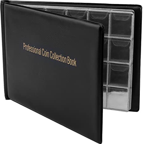 talifoca Album della Collezione di Monete, 240 Tasche Raccoglitore per Collezionisti, Raccolta Album Libro, Porta Monete - Nero