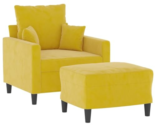 vidaXL Sessel mit Hocker Gelb 60 cm Samt