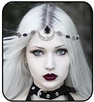Obmyec Halloween halvmåne huvud kedja smycken strass panna kedja hednisk pannband kedjor häxa huvudbonader för kvinnor