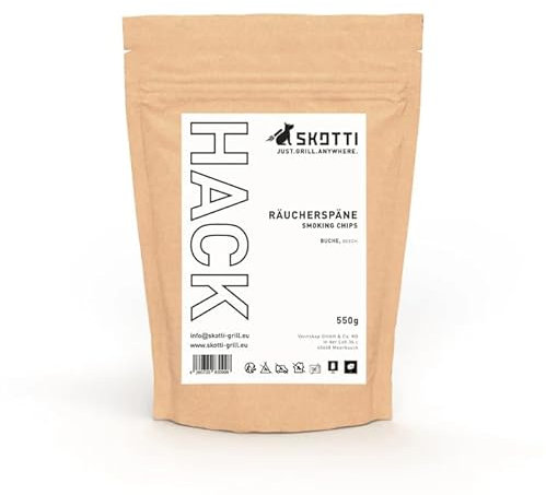 SKOTTI Hack, Feine Räucherchips aus hochwertigen Hölzern, für perfekte Räucherergebnisse beim Grillen