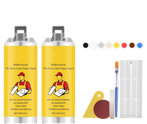 Kit multifuncional para reparar grietas en baldosas y piedras,Kit para reparar baldosas de cerámica,Kit para reparar porcelana,Kit para reparar baldosas de granito y mármol (2 SET)
