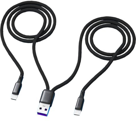 CHXINGCHEN 2 in 1 USB C and Micro USB Charger Cable[1.2M], 5A USB Type C Nylon Braided Fast Charging Cable Compatible with Micro and Type-C devices such as Samsung, Huawei, Xiaomi, etc (Black)