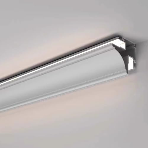 Coving for Ceilings White Crown Molding Lighting for Ceiling Wall, Double Side Indirect Lighting Led Channel for 8mm Strip, Modern Ceiling Trim Cornice Molding Aluminum Profile(25 m/82 ft)
