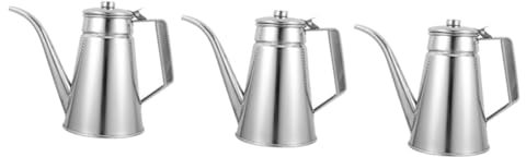 Cabilock 3st Öltopf Aus Edelstahl Ölfiltertopf Öllagerfett Ölspenderflasche Fettsiebtopf Spender Für Saucenflaschen Sojasaucenspender Essigsauce Cruet Sirupspender Edelstahl 304 Silver