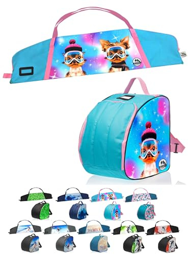 BAMBINIWELT Kinder Ski Set - Skischuhtasche, Standfläche & Skitasche - Ski, Stöcke & Handschuhe - Rucksack Boots, Helm & Skibrille - Cordura, wasserfest