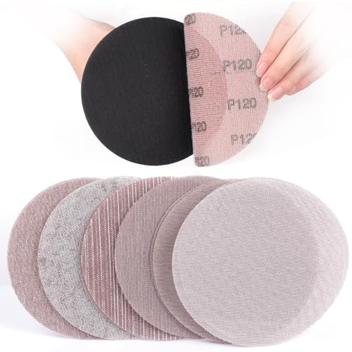 Sruhrak 30 pezzi di carta abrasiva, 150mm rete abrasiva 80/120/150/180/240/400 grana dischi abrasivi per levigatrici a secco levigatrici orbitali casuali