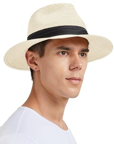 Zylioo XL-XXL Straw Sun Hats for Big Heads,Extra Large Sun Protection Summer Beach Hat Big UV Holiday Panama Hat for Men Women