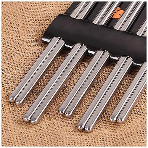 WJFTODAY Palillos Chinos Reutilizables, Palillos japoneses, Palillos de Metal, Juego de r Palillos Chinos de Acero Inoxidable para Principiantes, Adultos o niños, Aislamiento Apto para lavavajillas N
