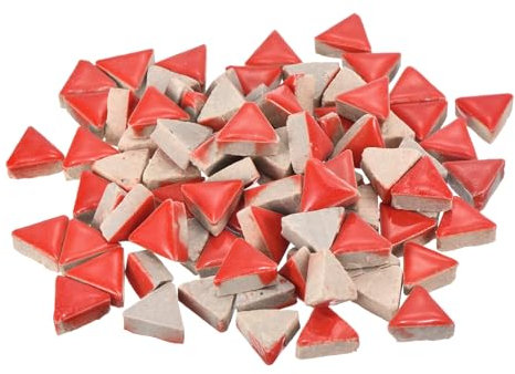 QUARKZMAN 200g Keramik-Mosaikfliesen für Bastelbedarf, Dreieckige rote Keramikfliesen für Mosaik-Sets Garten Trittplatten Cup Mat