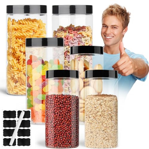 Yegookay 6 Stash Jar Mottendichte Vorratsdosen (1L*3+0.5L*3) BPA-frei Kitchen Safe Getreidespender Reisbehälter Reiswaffel Dose Spaghetti Aufbewahrungsbox Schüttdosen Müslibox Nudelbehälter Gefrierbox