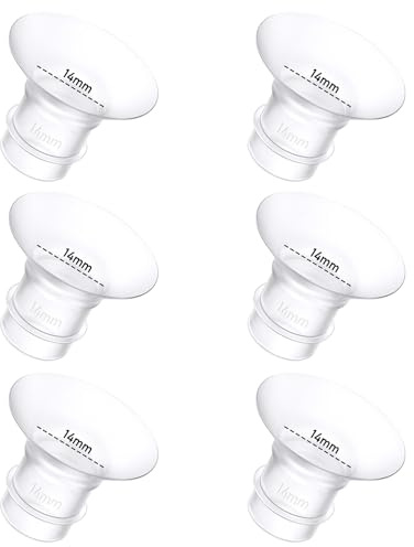 6Pcs Breast Pump Flange Insert 14mm Compatible with Momcozy/Spectra/Medela/eufy/Elvie/Lansinoh/Paruu P10 Breast Pump, Fit for Momcozy M5/M9/M6/V2 Pro/V2 pro/S12 Pro/eufy E10 S1 S1 Pro, 24mm Flange