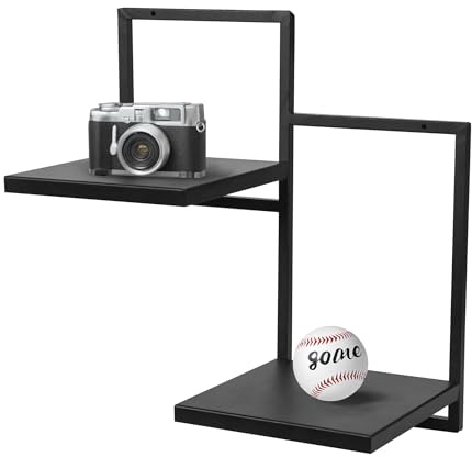 FRAMADO - Wand Pflanzenregal Duo Ripiani - Pflanzenständer 2 Etagen - 39x21x40cm - Farbe Schwarz - Indoor-Display - Wandregal aus Metall - Dekoratives Regal - Wohnaccessoires