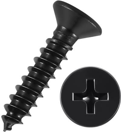 Kozelo 500pcs Phillips Flat Head Wood Screws - [#4x1/2] 304 Stainless Steel Countersunk Self Tapping Screws for Furniture Assembly, Interior Trim, Outdoor Construction, Black | Flat Head Countersunk Self Tapping Screws for Furniture Assembly, Interior Trim, Outdoor Construction