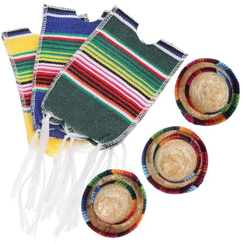 Holibanna Mini-Sombrero-flaschenhüte Mexikanische Flaschenhüllen Mini-flaschenhüte Flaschenaufsätze Partydekorationen Cinco De Mayo-Accessoires Strohkappen Bierflaschenhüllen-dekore Flaschen
