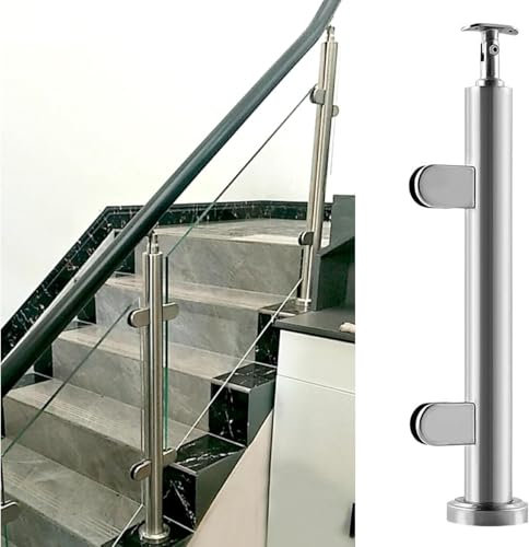 CATANK Columna de barandilla de Vidrio, Sistema Moderno de Abrazaderas para Postes de barandilla de Vidrio, Abrazadera de Columna para Paneles de barandilla de terraza de Vidrio Redondos