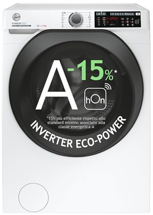 Hoover HW 28AMC71-S, H-WASH 500 Lavatrice 8 Kg, 1200 Giri, Wi-Fi + BLE, Libera Installazione, Connettività hOn, Motore Inverter, AxLxP (85x60x53 cm), Bianco,Classe di efficienza energetica A-15%