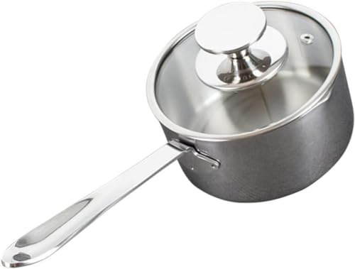 Pentola per Il Latte in Acciaio Inox, pentola per stufato, pentola per la Pasta, pentola per zuppa, scaldalatte, pentola Antiaderente per condire, Padella per s(Pot Diameter:18cm)