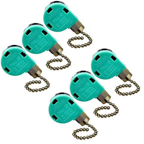 Uikdjgu Lot de 6 Interrupteurs Ventilateur Plafond 3 Vitesses 4 Fils ZE-268S6 Interrupteur de ChaîNe de Traction de Ventilateur Interrupteur de Commande Vitesse Remplacement