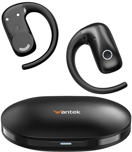 Wantek auricolari bluetooth sport,cuffie open‑ear con microfono | autonomia di 42 ore,basso stereo,ultraleggere per la musica