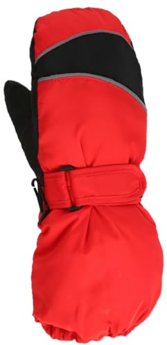Zuoyue Kids Boys Ski Winter Gloves Windproof Outdoor Sports Thermal Fleece Lined Ski Gloves/Thumb Grips Riding Glove With Adjustable Wrist Strap Mittens for Snowboarding, Skiing (Red #2, 5-9 Years)