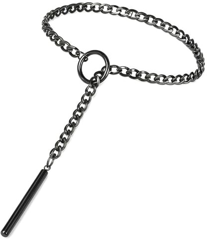 KLINNA Verstellbare Edelstahl Halskette für Frauen, Punk Gothic Choker mit O-Ring Anhänger, lange Slip Kette als Statement Schmuck Accessoire für Männer und Frauen, 60cm