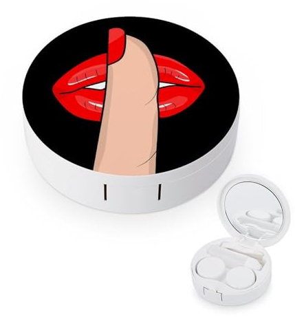 fkgvwo Contact Lens Container Lips Travel Contact Lens Box with Mirror Tweezers Solution Bottle