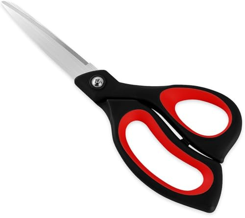 HeyPX 8.5 Inch Heavy Duty All Purpose Scissors, Professional Ultra Sharp Stainless Steel Blades for Fabric, Paper, Crafts - Comfort Soft Grip Handles for Office, Home, Packages and Light Gardening