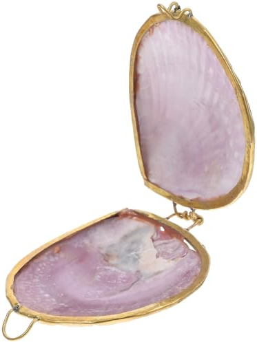 jojofuny Dekorative Muschel Schmuckbox Klein für Ringe und Ohrringe Zartes Schmuckkästchen mit Perlenbesatz Leicht zu Öffnen Aufbewahrung und für Schmuck Farbe