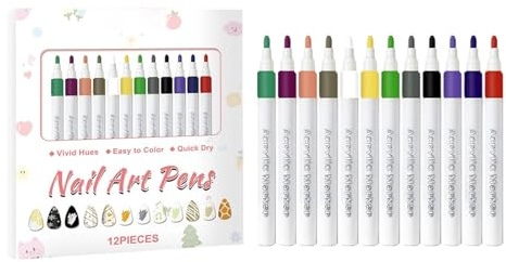 Pennarelli Smalto Unghie | Penna per Decorare Unghie Fai da Te 12 Colori Idrorepellente,Pennarelli Per Con Punta Di Precisione | Per Donne Moglie Compleanno Natale Casa Matrimonio