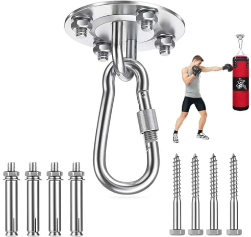Gancho de techo para sillón colgante, acero inoxidable premium, soporte para saco de boxeo, soporte de techo hasta 400 kg, gancho para techo, resistente para silla colgante, hamaca, saco de boxeo