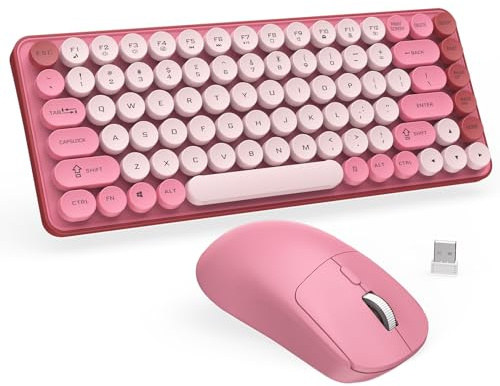 LAMA 75% Keyboards and Mouse Combo, 2.4G& Bluetooth, 85 Keys, US Layout | Wireless Dual-Mode 2.4GHz & Bluetooth Two-Device Connection, Detachable Retro Round Keycaps, Quiet Typing, Wide Compatibility